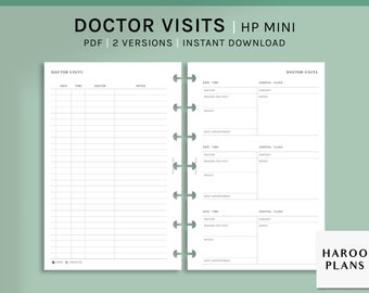 Doctor Visits Log | HP Mini Printable Happy Planner Inserts | Medical Appointments List Template | Health Care Record PDF | Digital Download