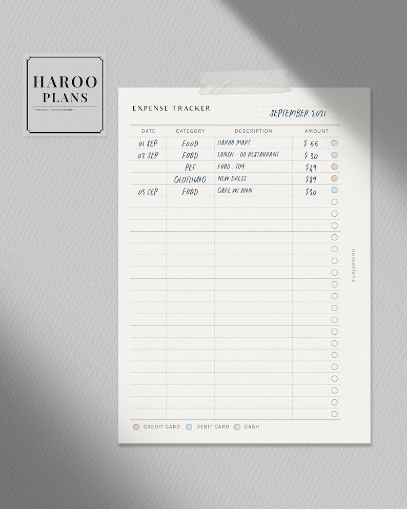 Expense Tracker Printable Inserts A6 Spending Log Template - Etsy