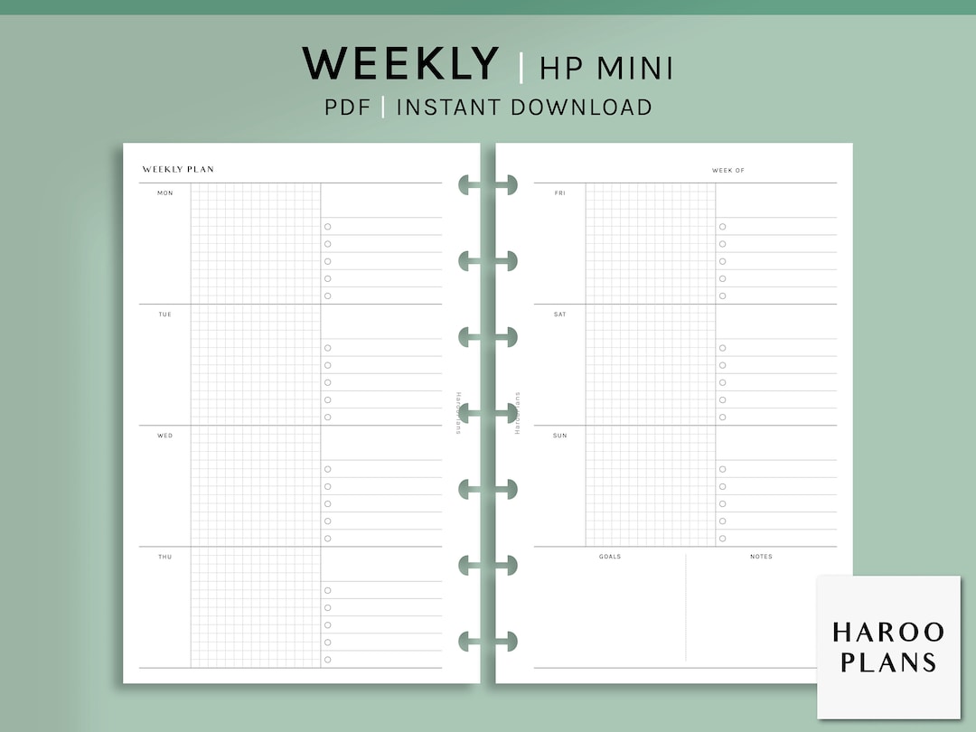 Undated Weekly | HP Mini Printable Happy Planner Inserts | WO2P ...