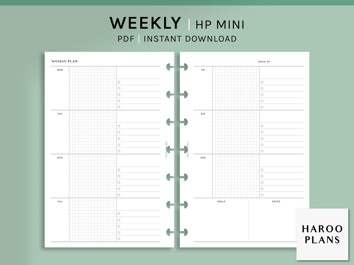 Undated Weekly HP Mini Printable Happy Planner Inserts - Etsy