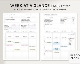 week number calendar etsy