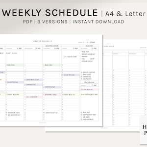 Undatierter Wochenplan Printable | A4| Planer Einlagen | Sonntag&Montag Beginnt | WO1P Layout-Vorlage | Digitaler Download
