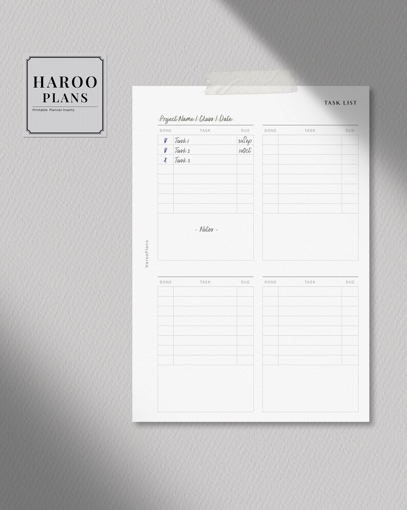 Task List | Personal Wide Printable Planner Inserts | to Do List ...