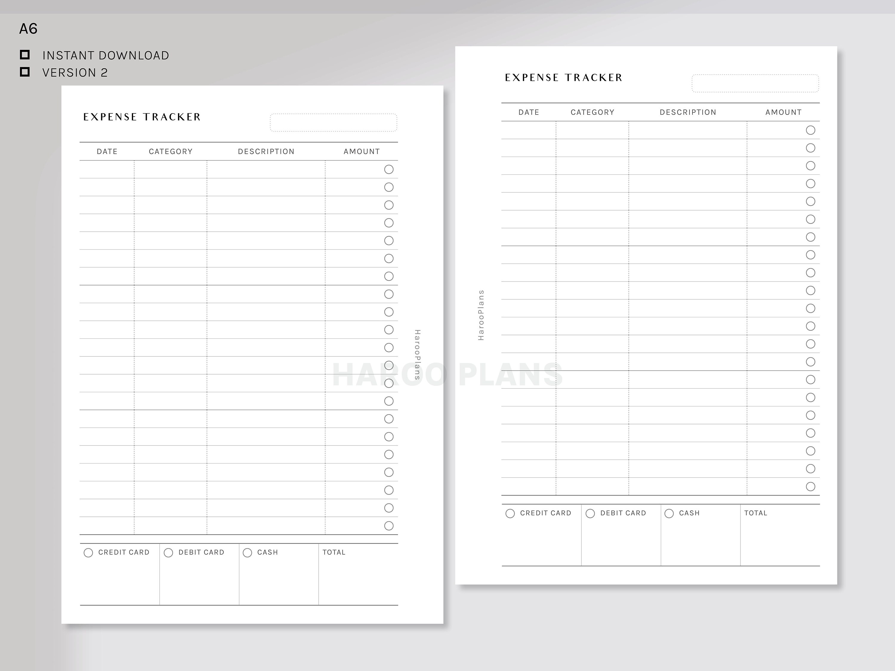 Expense Tracker Printable Inserts A6 Spending Log Template - Etsy