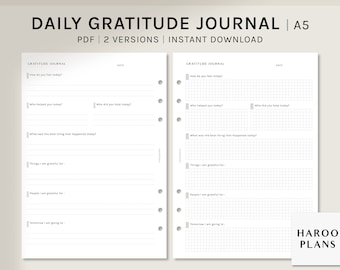 Gratitude Journal | A5 | Daily Planner Printable Inserts | Night Diary Template PDF | Simple Prompt | Digital Download