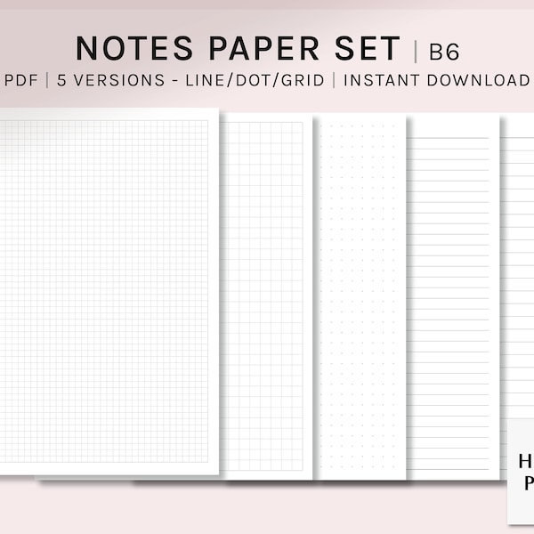 primary writing paper with dotted lines Basic Notes Paper Set | B6 Ring | Printable Planner Inserts | Study Notes Template | Blank Notepad | Grid, Dot, Lined Memo Pages