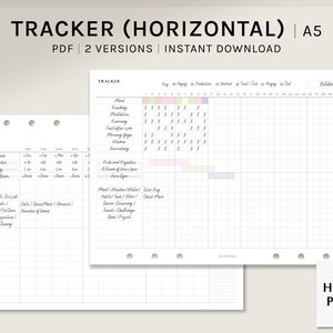 Monthly Tracker A5 Printable Planner Inserts Habit Bills Chores Task Log Template Horizontal Layout Worksheet PDF Digital Download image 1