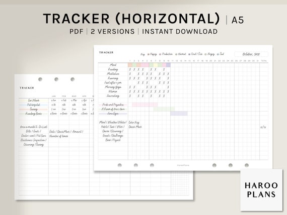 Monthly Tracker A5 Printable Planner Inserts Habit Bills | Etsy
