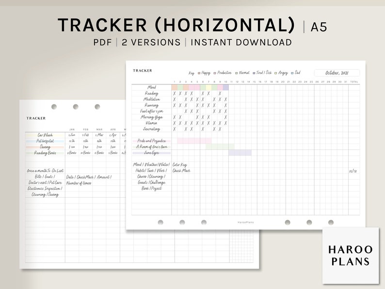 Monthly Tracker A5 Printable Planner Inserts Habit Bills - Etsy