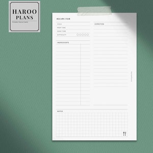 Recipe Sheet | HP Mini Printable Happy Planner Inserts | Blank Cook ...