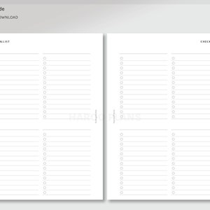 Checklist Sheet | Personal Wide Printable Planner Inserts | Work Task ...