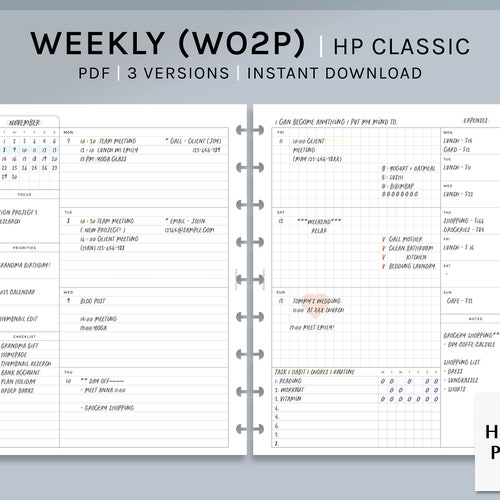 Meal Plan HP Classic Printable Happy Planner Inserts - Etsy