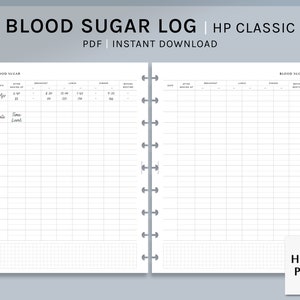 Blood Sugar Log | HP Classic Printable Happy Planner Inserts | Blood Glucose level Tracker Template | Health Journal PDF | Digital Download
