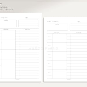 3 and 5 Year Goal Planner | A4, US Letter Printable Inserts | Life ...