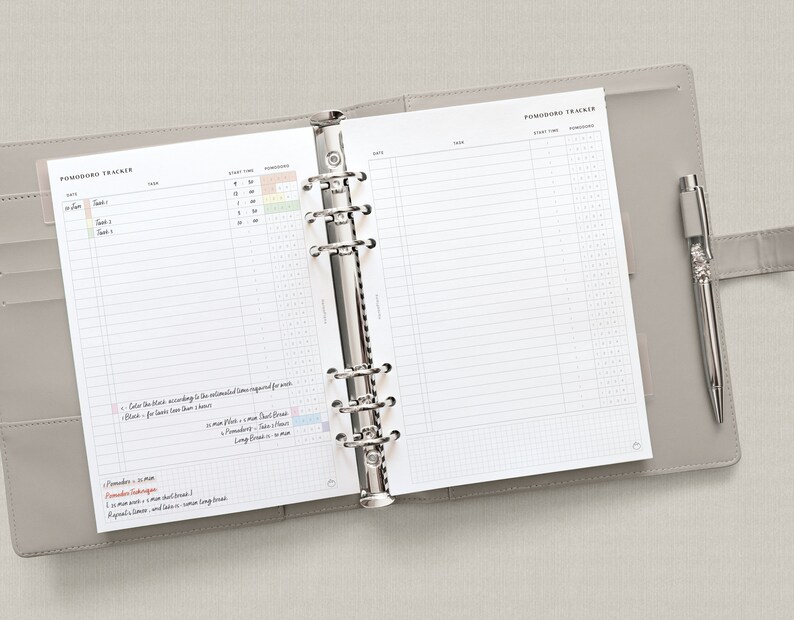 Pomodoro Tracker A5 Printable Planner Inserts Time - Etsy