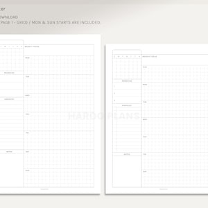 Undated Weekly Planner A4, US Letter Printable Planner Inserts Weekly Schedule Template Organizer with Calendar PDF Digital Download image 2