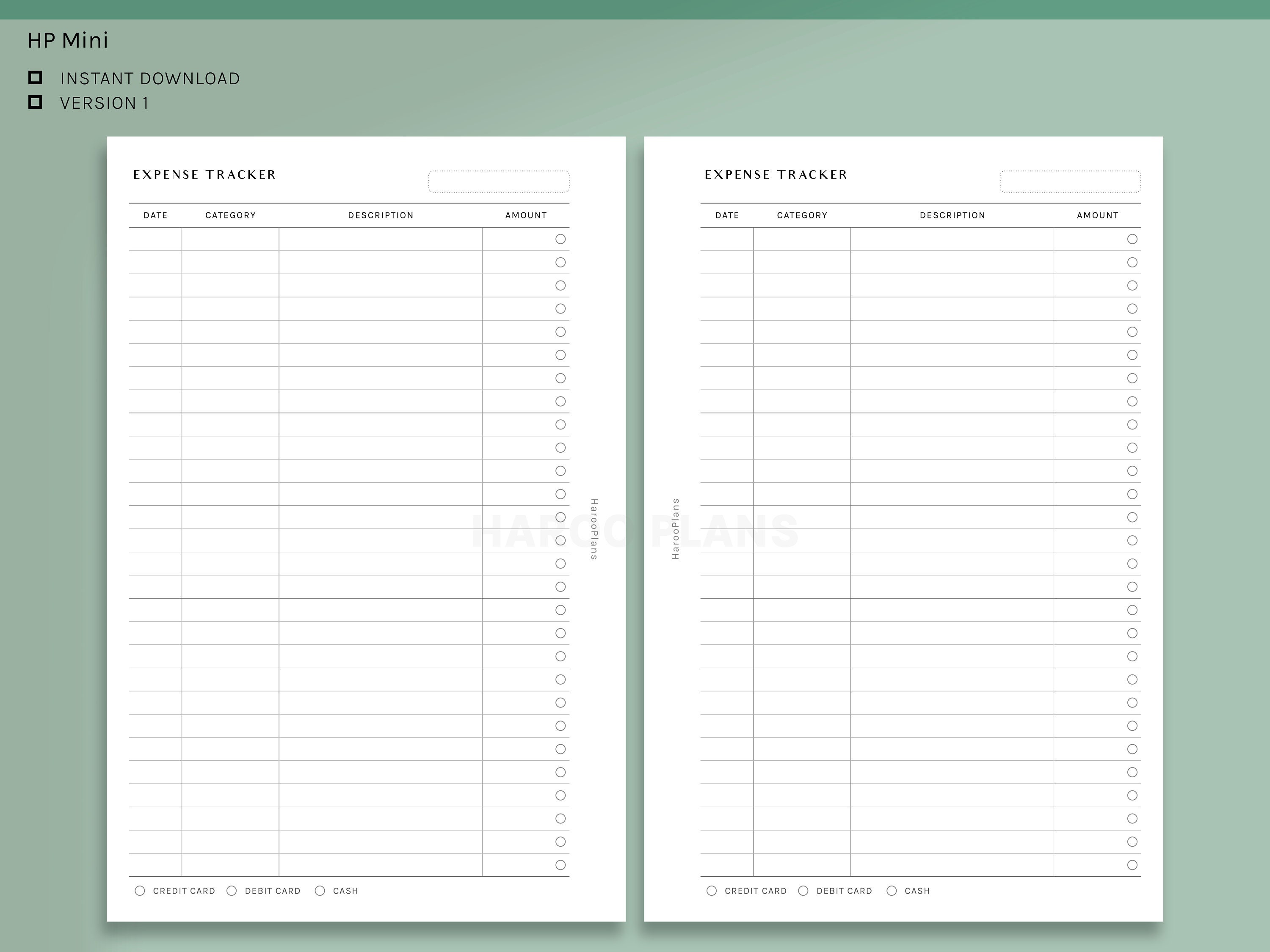 Expense Tracker | HP Mini Printable Happy Planner Inserts | Simple ...