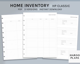 Home Inventory | HP Classic Printable Happy Planner Inserts | Household Supplies Tracker Template | Items List Sheet PDF | Digital Download