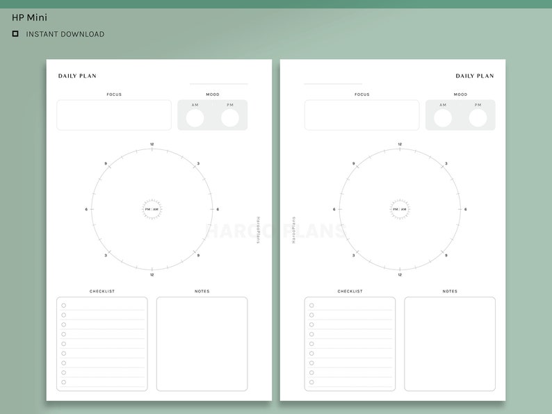 Daily Plan | HP Mini Printable Happy Planner Inserts | 24 Hours ...