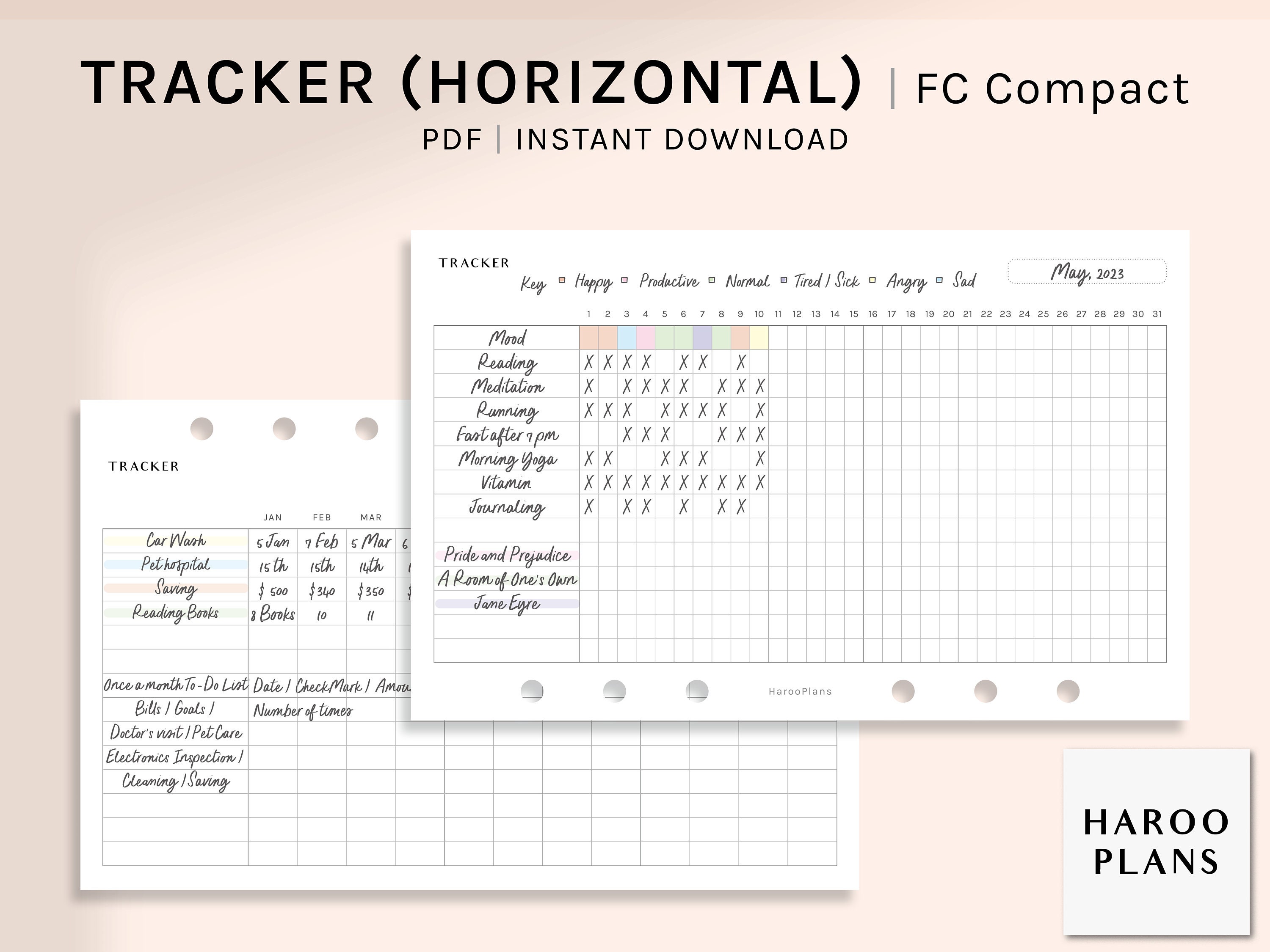 Monthly Tracker | FC Compact Printable Planner Inserts | Habit Chores ...