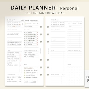 Daily Planner | Personal Size Printable Inserts | Schedule Template | To Do List, Money Tracker | Organizer Sheet PDF | Digital Download