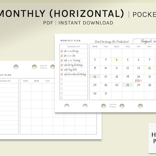 monthly-planner-pocket-size-printable-inserts-mo1p-etsy