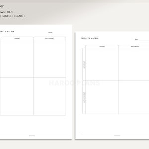 Priority Matrix | A4, US Letter Printable Planner Inserts | Urgent ...