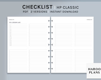 Checklist Sheet | HP Classic Printable Happy Planner Inserts | Get It Done List Template | Task Work To do List PDF | Digital Download