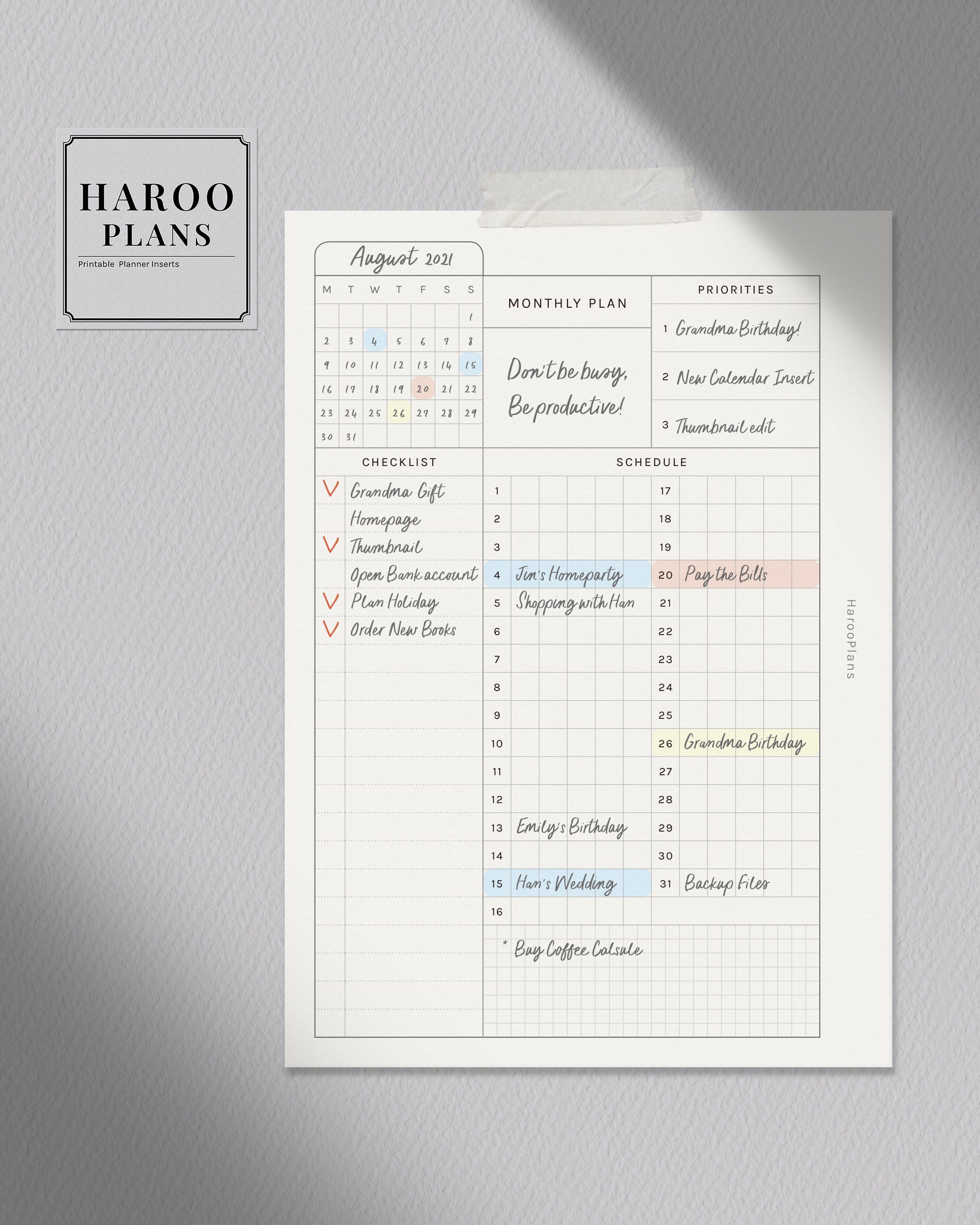 Monthly Planner | A6 Ring Printable Planner Inserts | Monthly Overview ...