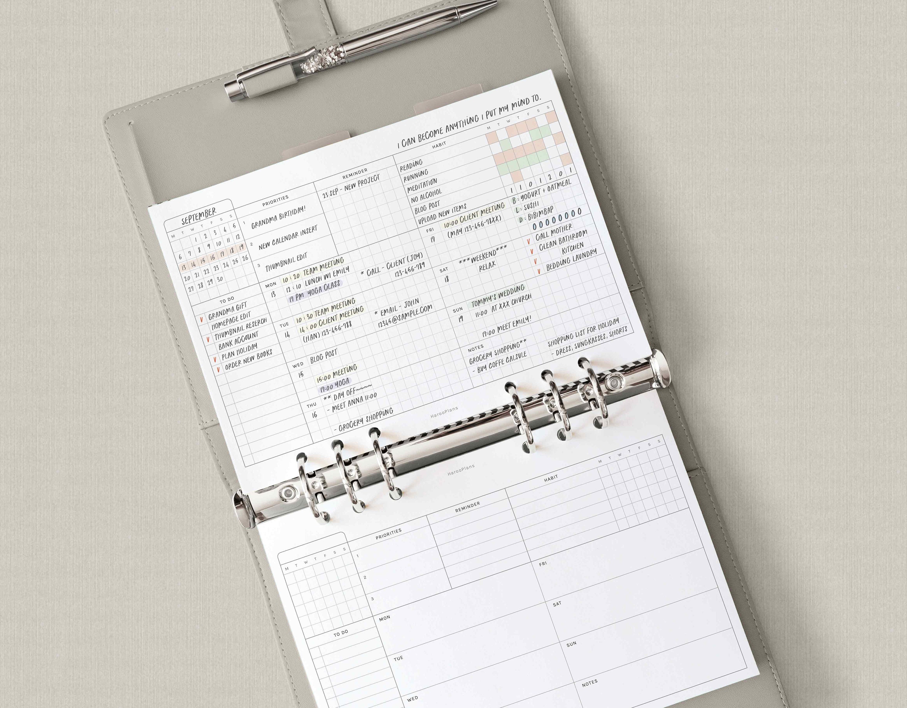 Undated Weekly | A5 Printable Planner Inserts | WO1P Horizontal Layout ...