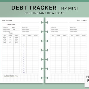 Debt Tracker | HP Mini Printable Happy Planner Inserts | Loan Snowball Template | Finance Journal Debt Payoff Log PDF | Digital Download