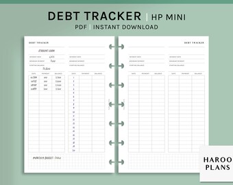 Schuld-Tracker | HP Mini druckbare Happy Planer Einlagen | Ausleihe Schneeball Vorlage | Buchhaltung Bucheinlagen Buch Bucheinlagen Buch PDF | Digitaler Download