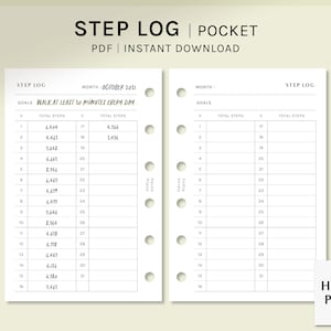 Step Log | Pocket Size Printable Inserts | Health Planner Template | Walking Tracker Worksheet | Fitness Journal PDF | Digital Download