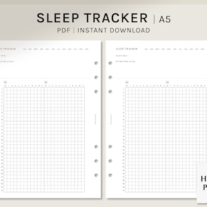 Sleep Tracker / A5 / Insertos planificadores imprimibles / Plantilla de registro de tiempo de suspensión Bullet Journal / Descarga digital