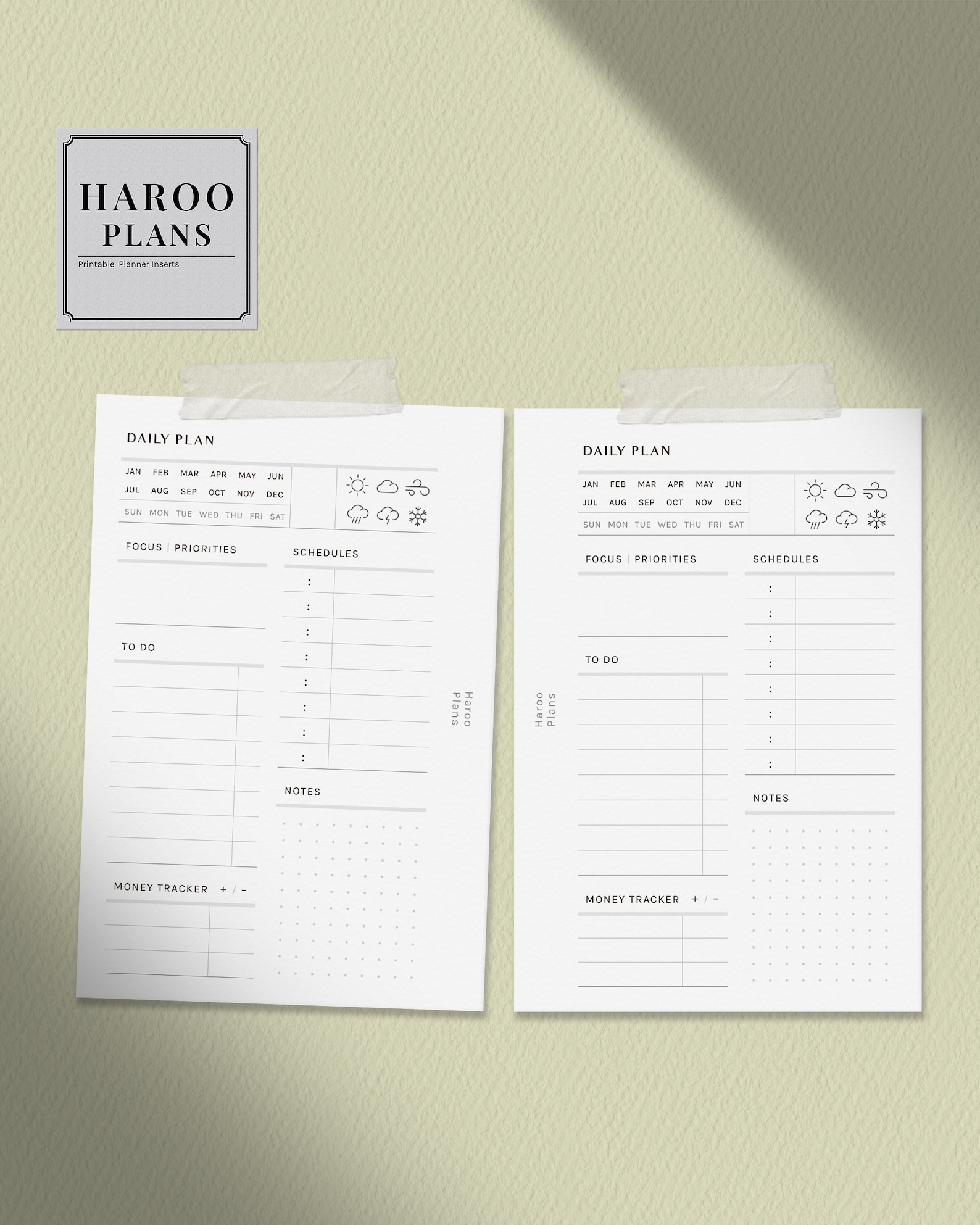 Daily Planner Pocket Size Printable Inserts Day Schedule Etsy