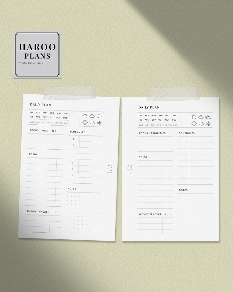 Daily Planner Pocket Size Printable Inserts Day Schedule Etsy