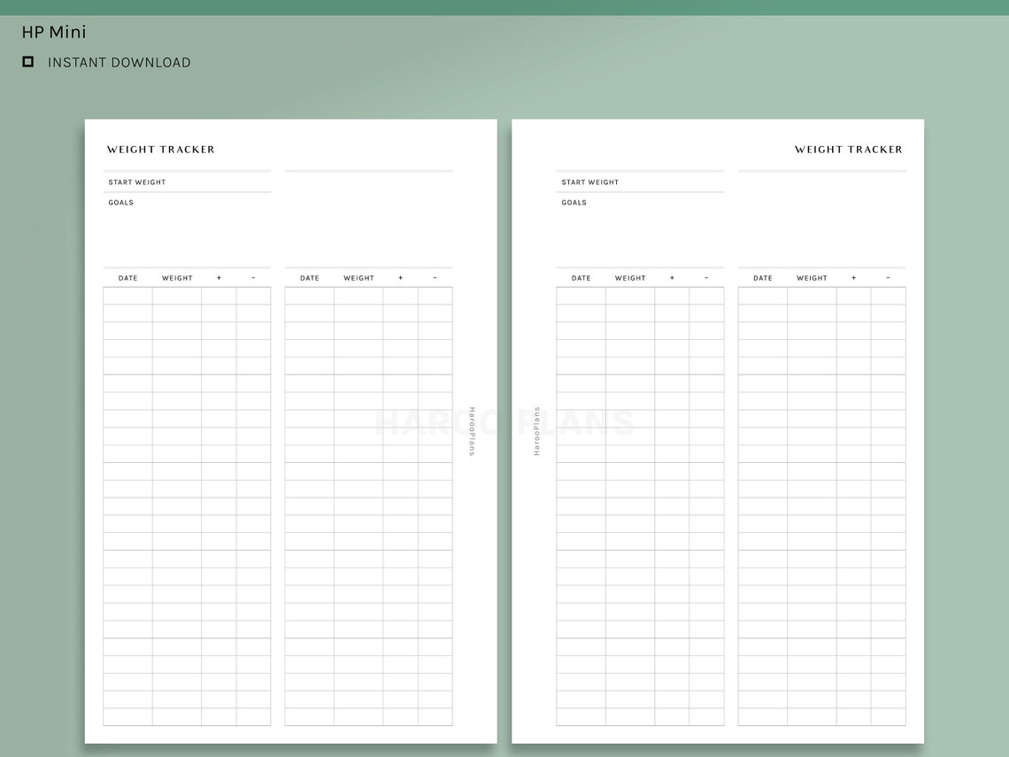 Weight Tracker HP Mini Printable Happy Planner Inserts - Etsy