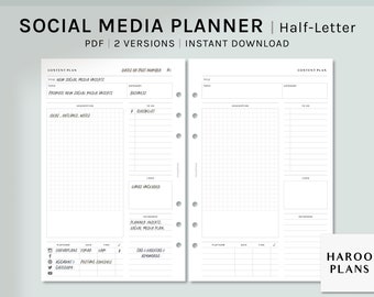 Content Planner | Half-Letter Printable Inserts | Social Media Posting Template | Business Sheet | Contents Idea Notes | Digital Download