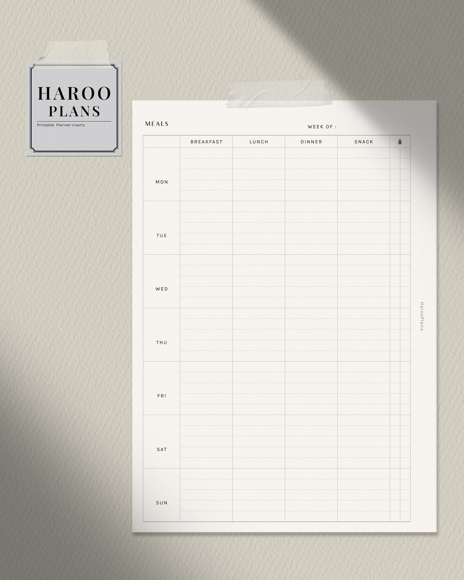 Weekly Meal Tracker A5 Printable Planner Inserts Food Log - Etsy