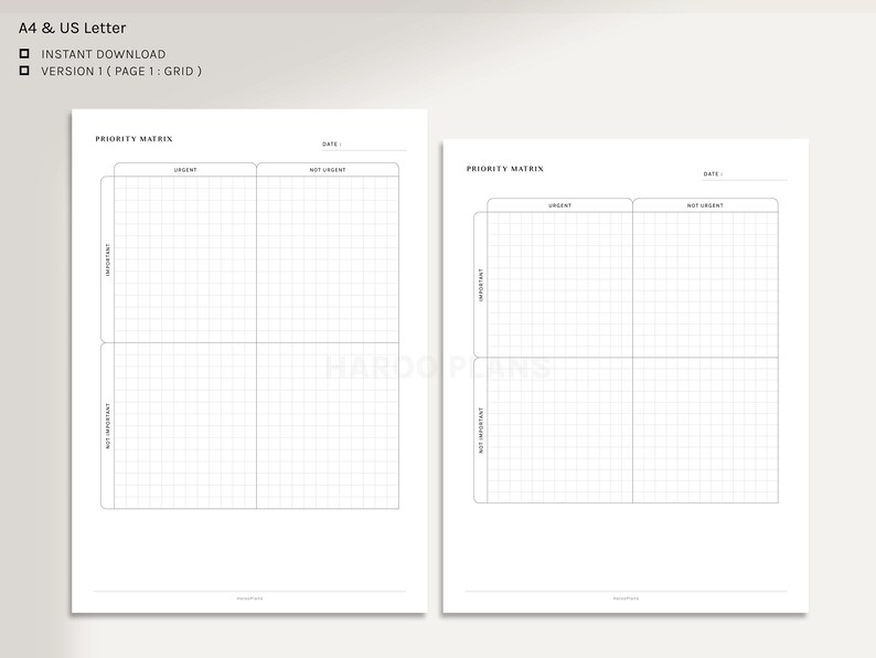 Priority Matrix A4 US Letter Printable Planner Inserts - Etsy