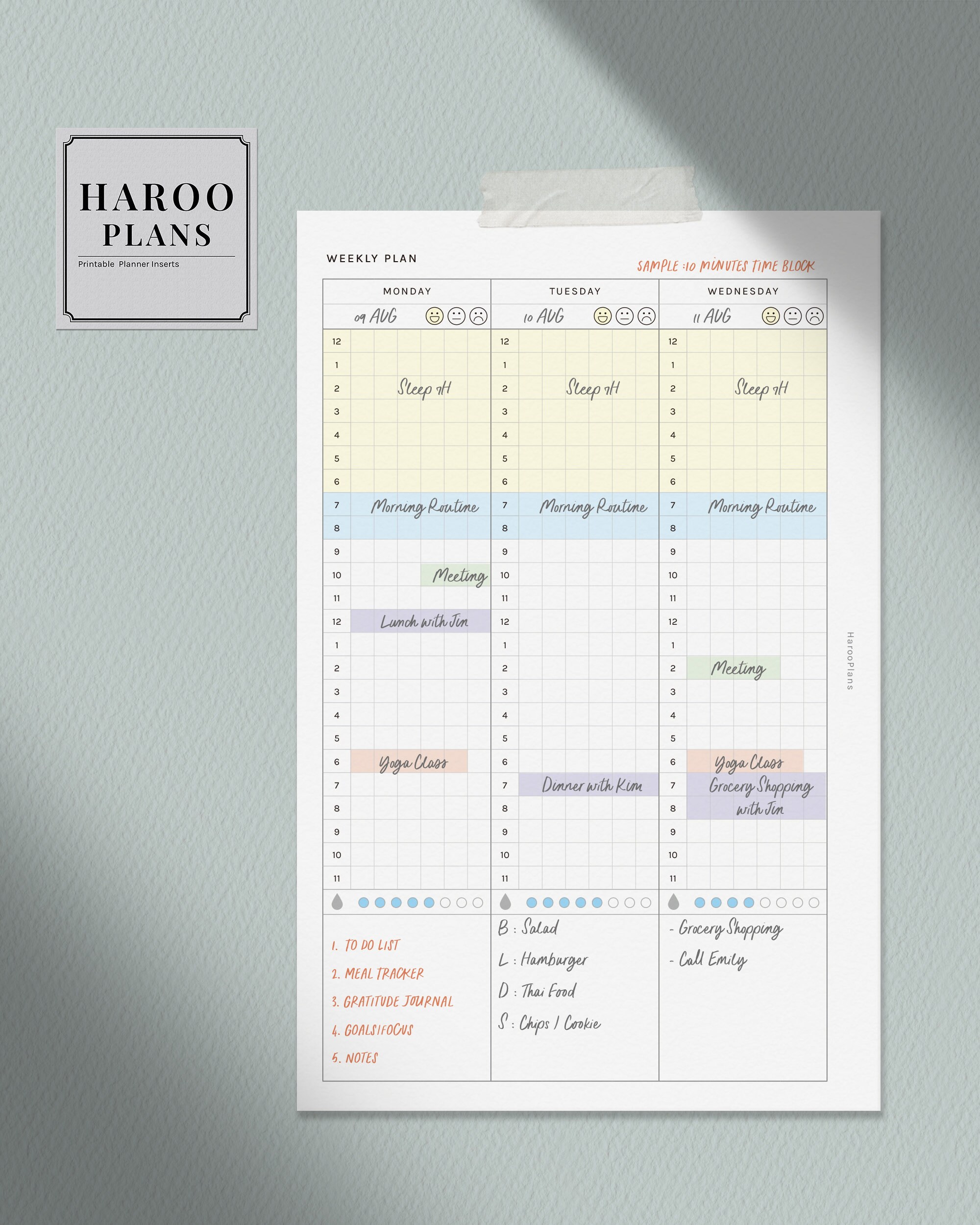 Weekly Planner | Half-letter Printable Planner Inserts | WO2P Layout ...
