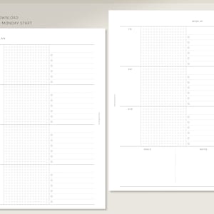 May include: A printable weekly planner with a grid layout for scheduling daily tasks. The planner has sections for Monday through Sunday, with space for goals and notes.
