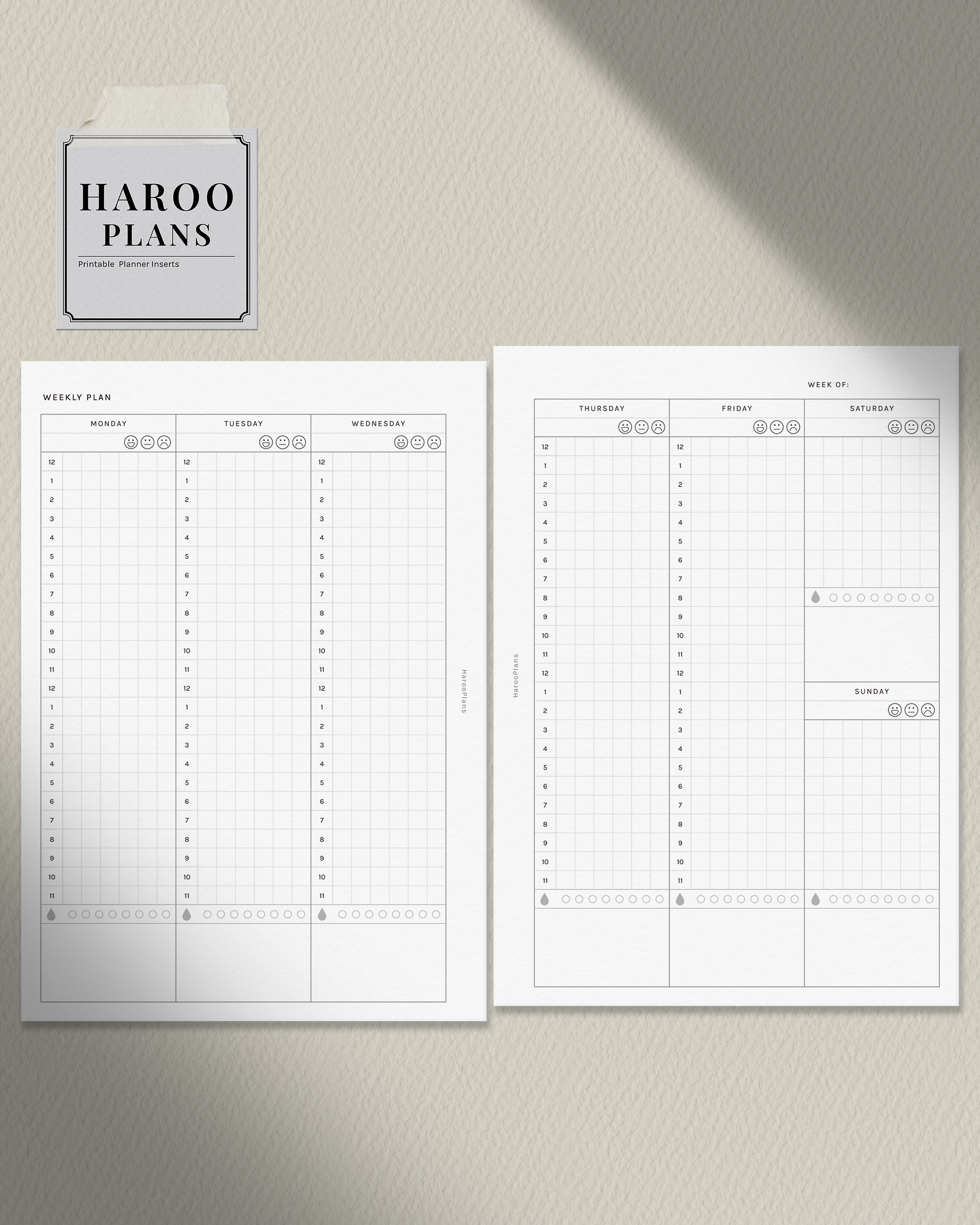 Weekly Planner | A5 Printable Planner Inserts | WO2P Layout Template ...