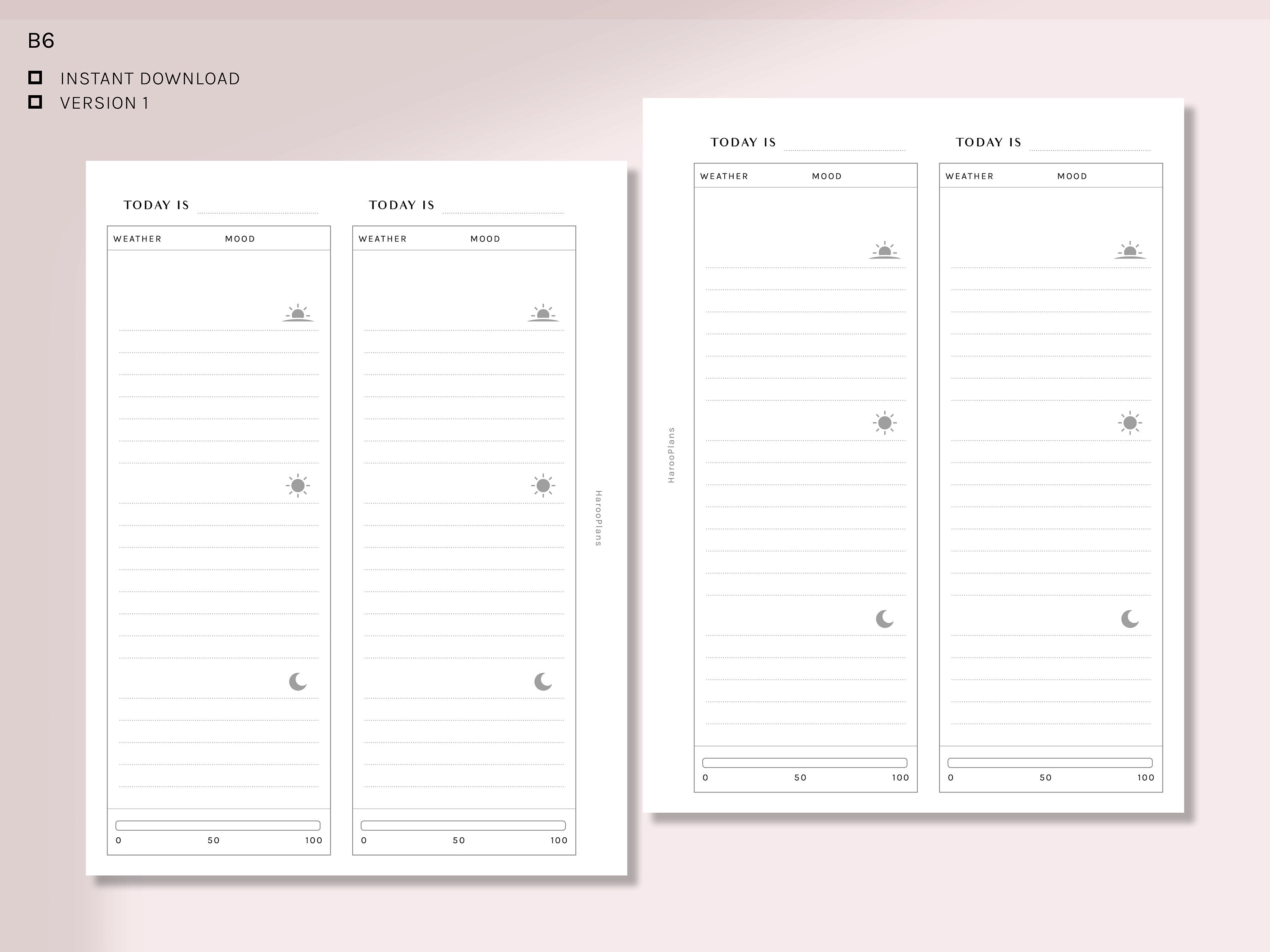 2 Days on 1 Page | B6 Ring Printable Planner Inserts | Daily Schedule ...