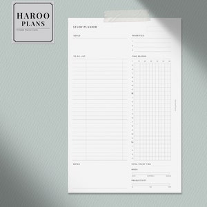 Study Planner | Half-letter Printable Inserts | Students Schedule ...