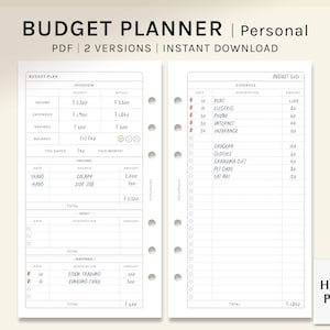 Budget Planner | Personal Size Printable Inserts | Finance Template Sheet PDF | Income and Expense Tracker | Money Log | Digital Download