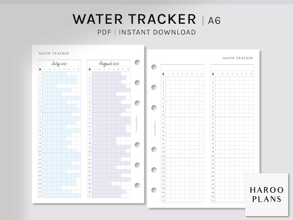 Water Tracker A6 Printable Planner Inserts Water Intake - Etsy