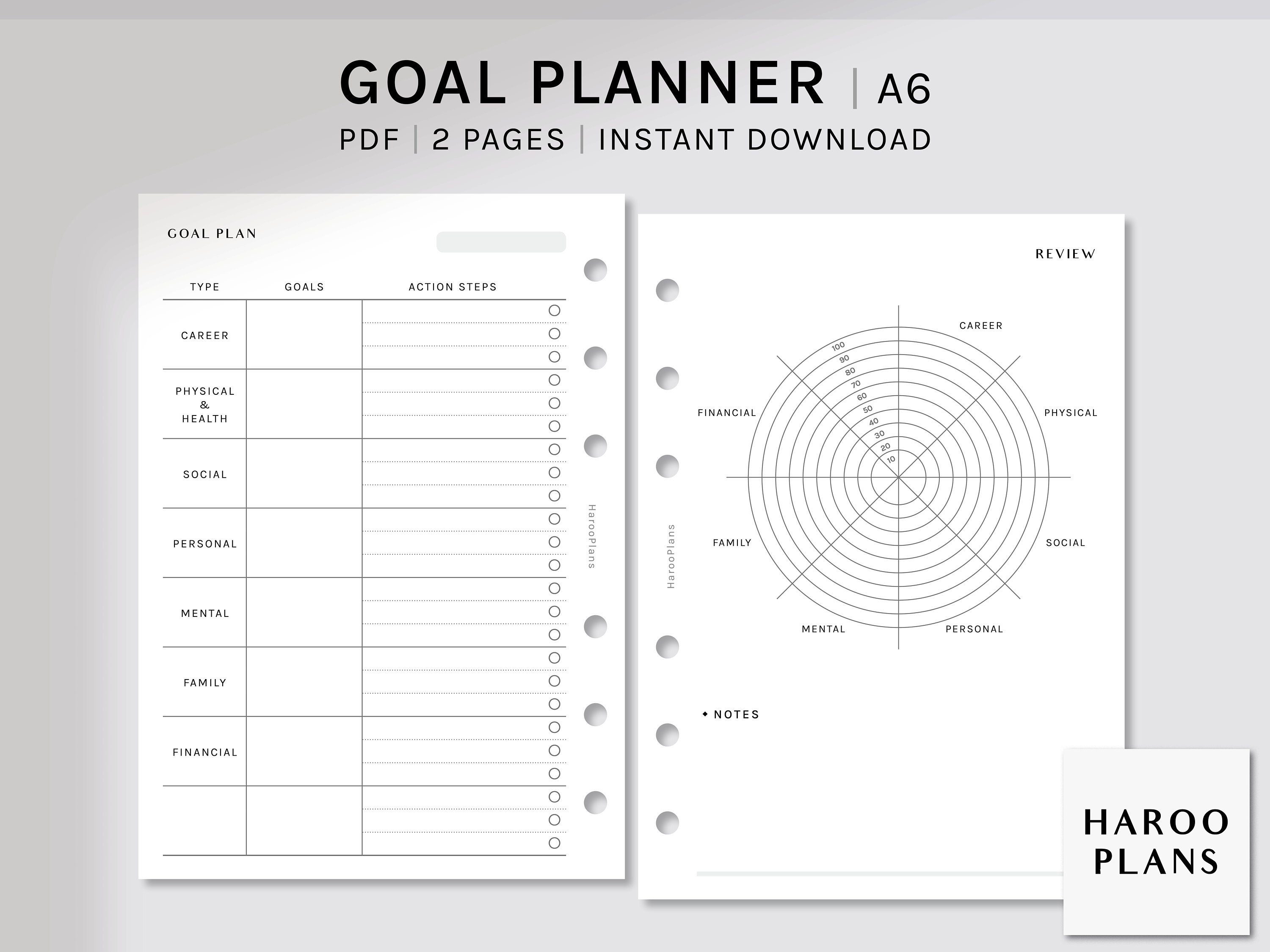 Goal Planner Printable Inserts A6 Ring Life Goal Setting - Etsy