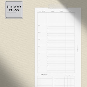 WO2P Schedule | Personal Size Printable Planner Inserts | Simple Weekly ...