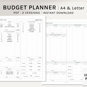 Planificador de presupuesto / A4, US Letter Printable Planner Inserts / Plantilla de finanzas / Rastreador de ingresos y gastos / Registro de dinero / Descarga digital